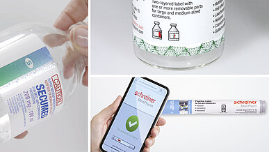 Schreiner MediPharm 用于防伪保护和认证证明的标签产品组合。