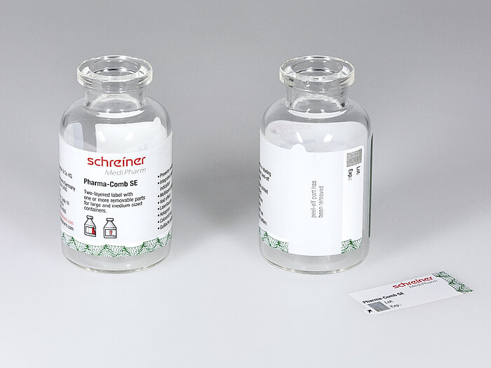 Documentation label Pharma-Comb SE with up to five detachable parts.